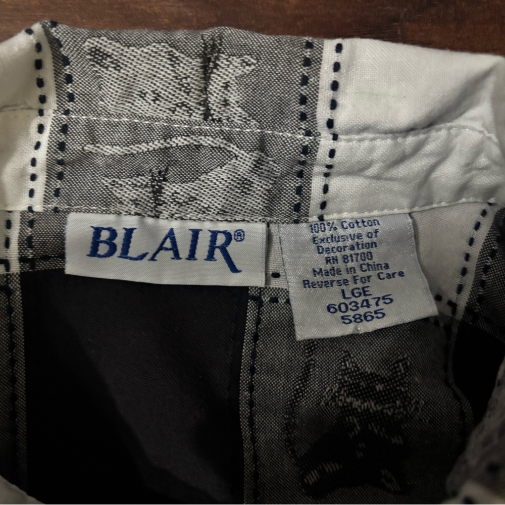 Blair vintage Black and White Cat Button Down Shirt - Picture 5 of 6